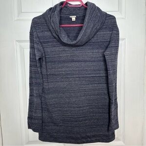 Merona Sweater Cowl Neck Blue & White Marled Size Medium